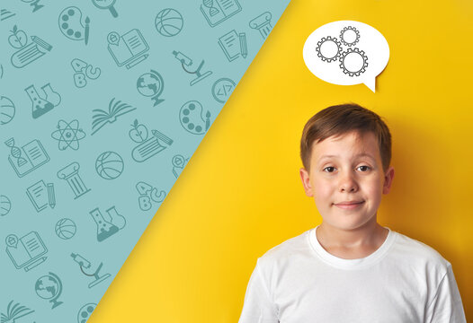 Boy Thinking and Looking for a Solution at School