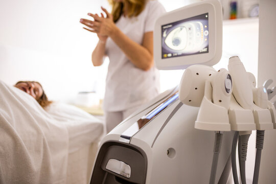 Advanced body contouring equipment in modern aesthetic clinic
