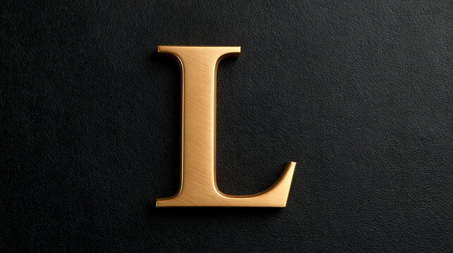 A matte gold letter L on a textured black background. This elegant typography element is perfect for luxury branding and corporate design projects.