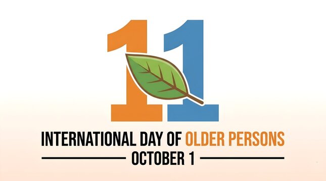 International day of older persons october 1st with stylized number one and leaf