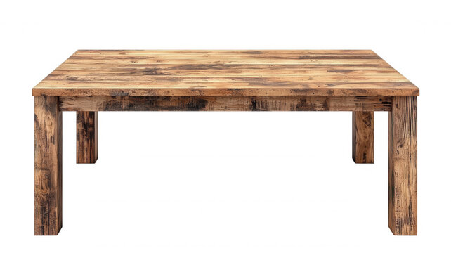 Rustic wooden trestle table exhibiting natural wood texture an empty surface for product placement transparent background
