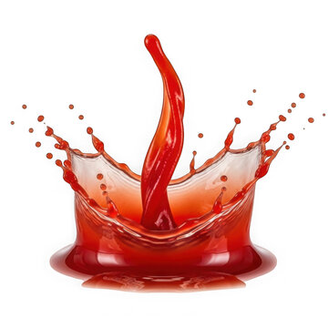 Red liquid splash crown isolated on white background for food and beverage advertising