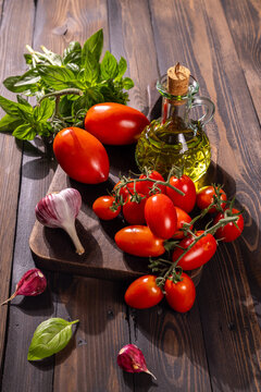 Fresh mediterranean ingredients preparing healthy cooking