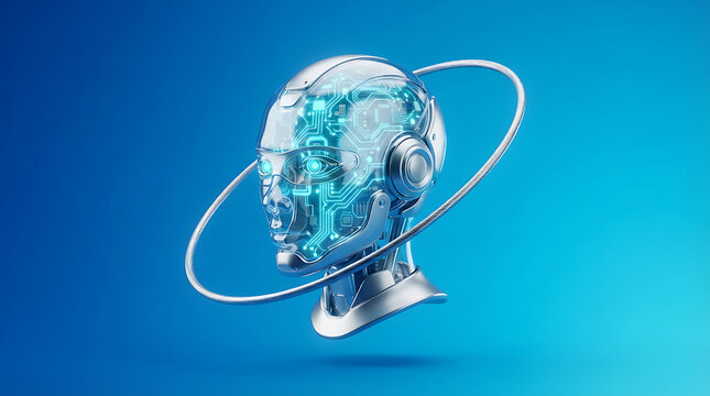 Artificial Intelligence Head Illustration Showing Digital Brain