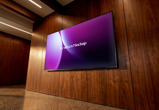 TV Screen Mockup in Modern Hallway