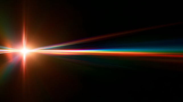 Vibrant burst of light radiating in various colors from a central point, creating a dramatic effect against a dark background.