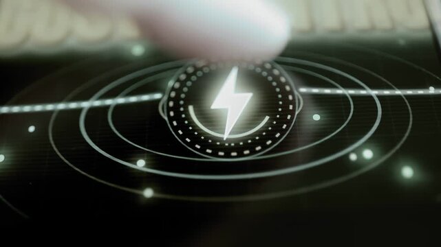 Lightning emblem activates on circular energy interface