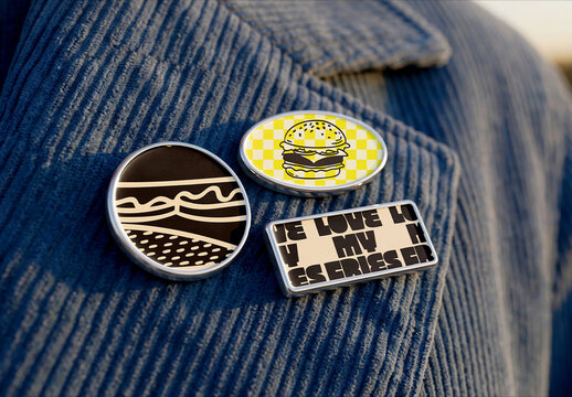 Enamel Pin Mockup on Denim Jacket