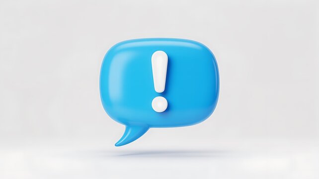 Blue 3d speech bubble with exclamation mark