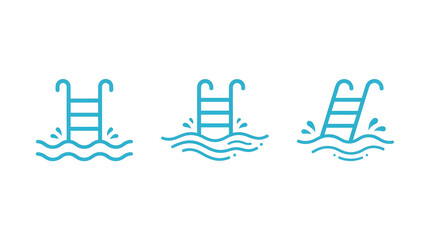 Three swimming pool ladders in water © MSTNAZMIN