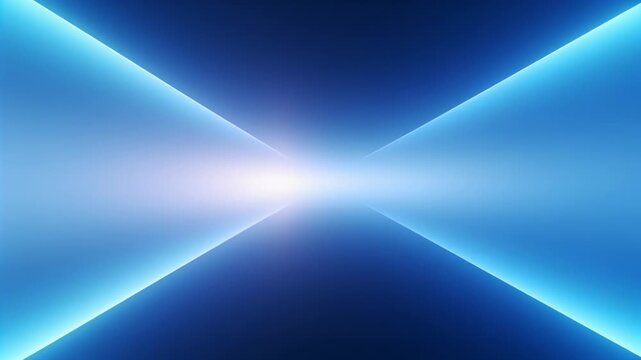 Brightening central glow causing two triangular blue planes converging on digital stage, horizon