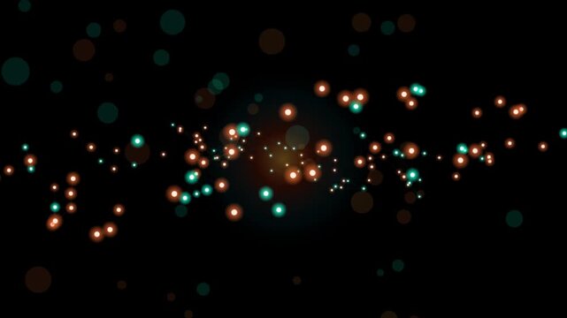 Glowing digital plexus network vector animation with floating bokeh particles