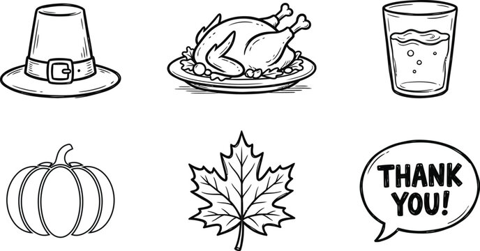 A charming collection of hand drawn vector illustrations representing the essence of canadian thanksgiving featuring traditional symbols of gratitude and harvest festivities ideal