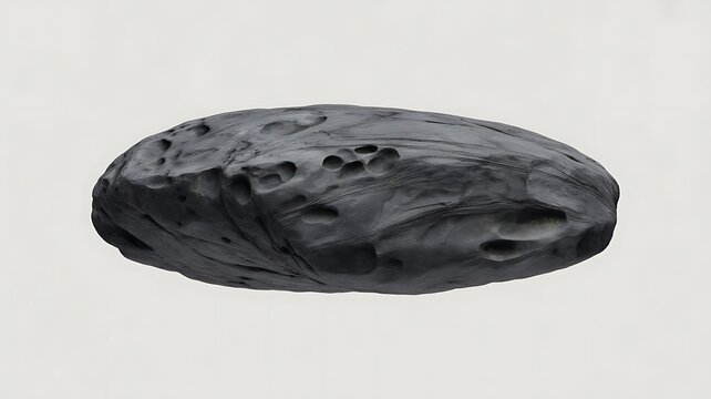 A single dark grey textured asteroid rock