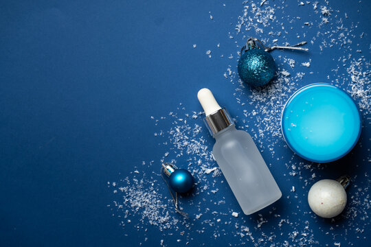 Winter cosmetic products. Beauty skin care for winter season.