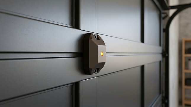 Compact Metallic Tilt and Vibration Security Sensor Mounted on Interior Garage Door Panel