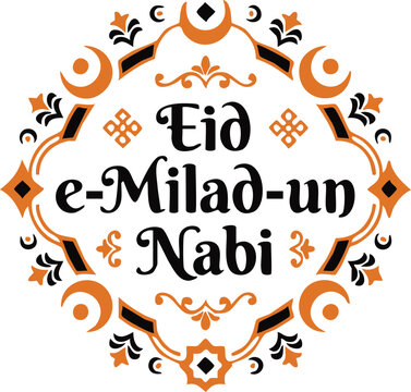 Ornate floral ornament with eid e milad un nabi calligraphy on transparent background arabesque design pattern vector illustration graphic decorative celebration religious islamic muslim greeting