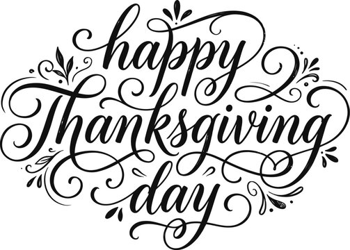 Elegant hand lettered thanksgiving day greeting vector illustration for canadian celebrations featuring flourishes and ornamental design elements perfect for festive cards and invitations