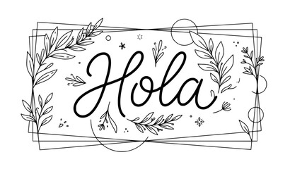 Minimal Monochrome Hola Word Art with Contemporary Line Design Vector © MstSharmin
