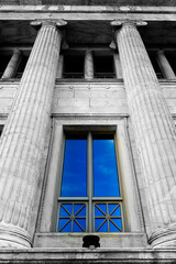 Fototapeta premium Columns and Marble Pillars on Old Classic Building Court House Museum or Government Building