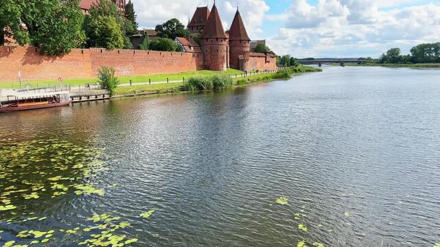 General view of Malbork Castle from Nogat River side, Poland