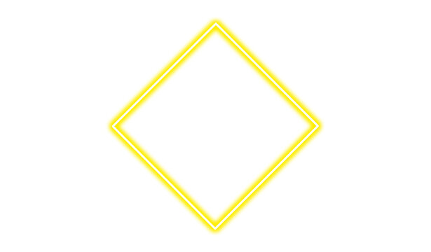 Glowing yellow diamond shape frame isolated isolated on transparent background