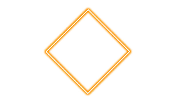 Orange glowing rhombus frame isolated on transparent background