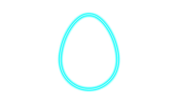 Cyan neon outline of an egg isolated on transparent background