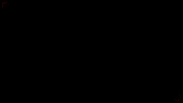 Digital camera viewfinder overlay with red corner markers for cinematic framing and production animation 4k