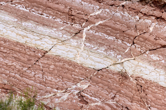 Close-up of marble textures from the red marble quarries in Cehegin, Region of Murcia, Spain