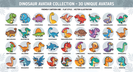 Prehistoric Animal Avatar Collection, Dinosaur and Reptile Vector Icons © MonoarHossain