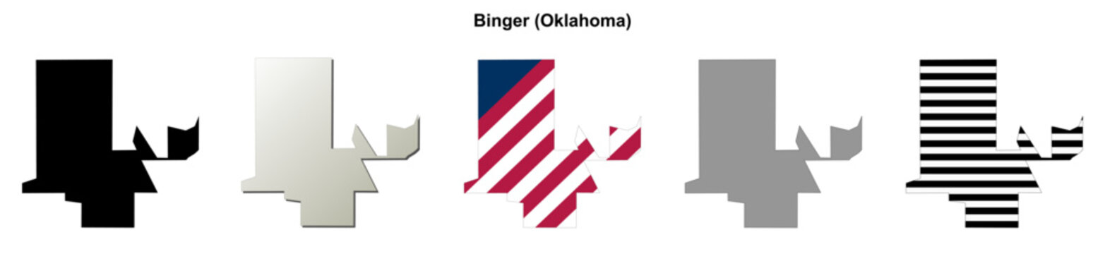 Binger (Oklahoma) blank outline map set