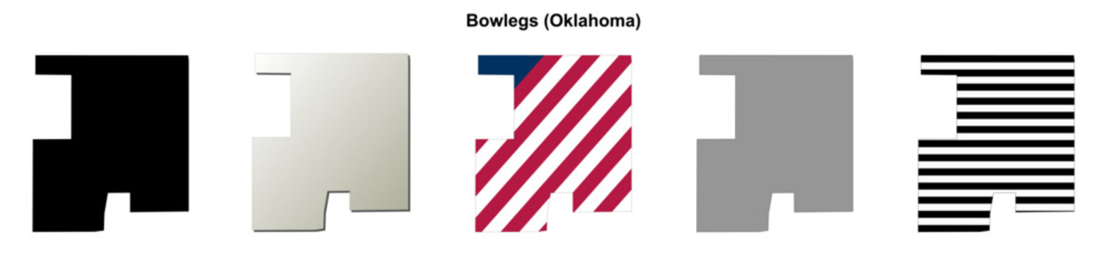 Bowlegs (Oklahoma) blank outline map set
