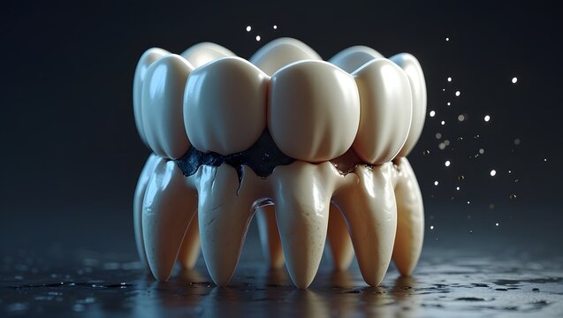 Healthy Adult Molar with Early Dark Spot in Deep Fissure Dental Animation