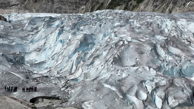 Nigardsbreen glacier toe in valley close-up, Norway