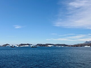 The mountains, fjords, and glaciers of Prince Christian Sound in the southern part of Greenland. © Joni
