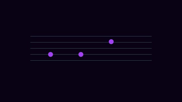 Minimalist music notes animation on staff lines for audio visualization 4k melody rhythm