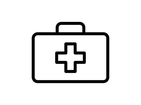 First aid kit icon medical cross symbol indicating emergency health care assistance.
