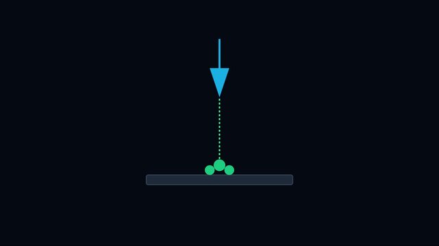Minimalist physics simulation of particle collision and impact force analysis animation 4k