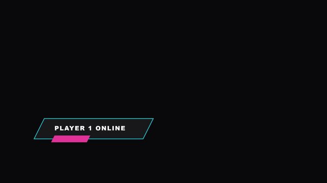 Player 1 online lower third for gaming streams and esports broadcasts animation 4k