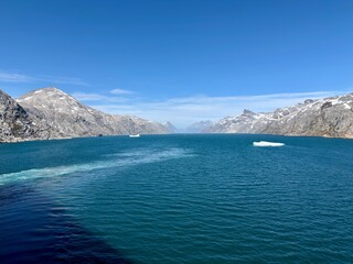 The mountains, fjords, and glaciers of Prince Christian Sound in the southern part of Greenland. © Joni