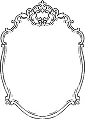 Plakat Ornate rococo wedding frame with royal crest. Elegant vintage line border features baroque scrollwork and blank center for invitations, monograms, labels or cards.