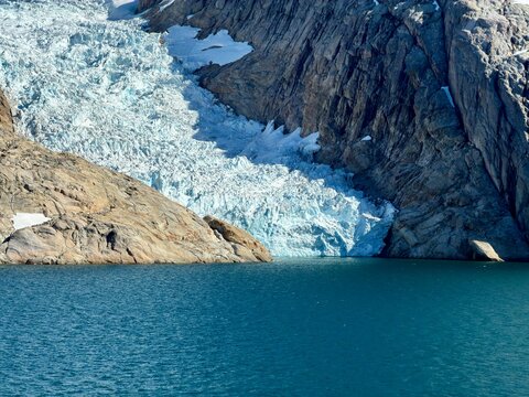 The mountains, fjords, and glaciers of Prince Christian Sound in the southern part of Greenland.