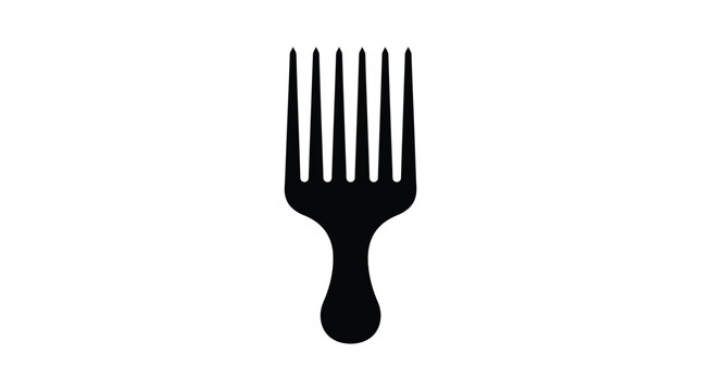 Black afro comb silhouette isolated on white background showing classic hair styling tool design icon shape