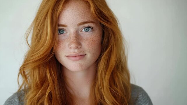 Portrait of a Red-Haired Woman Closing her Eyes