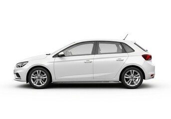Fototapeta premium Modern white compact car side view