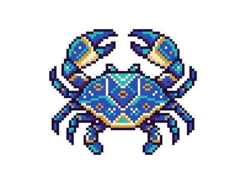 pixel blue crab with exotic shell