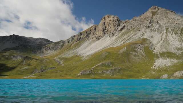 mountain landscape with lake and mountains