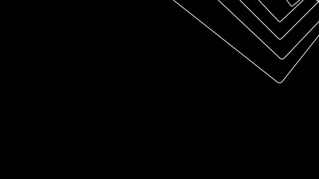 Minimalist 4k white geometric rectangles animation on black background, for modern motion