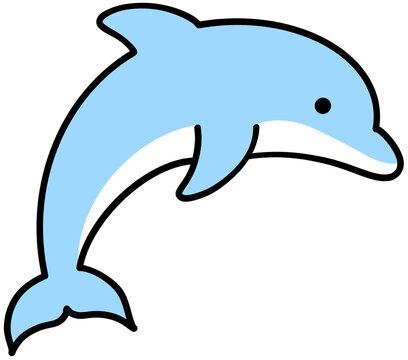 Cute Jumping Blue Dolphin Friendly Marine Dolphin Animal Ocean Swimming Mammal Graphic Tropical Sea Life Dolphin Element Playful Aquatic Blue Dolphin